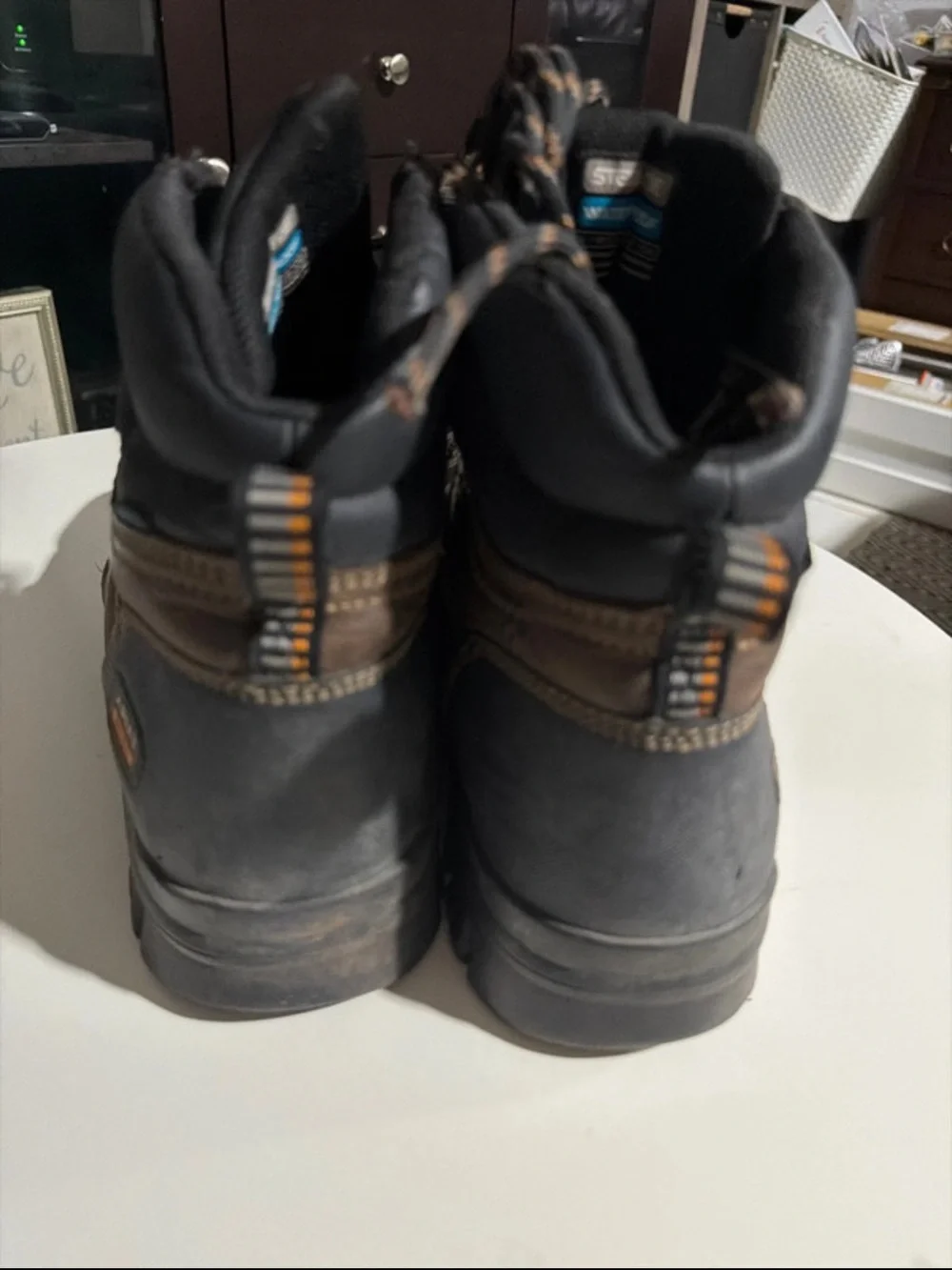Ariat Men's Brown Leather Work Boots with Black Toe Caps